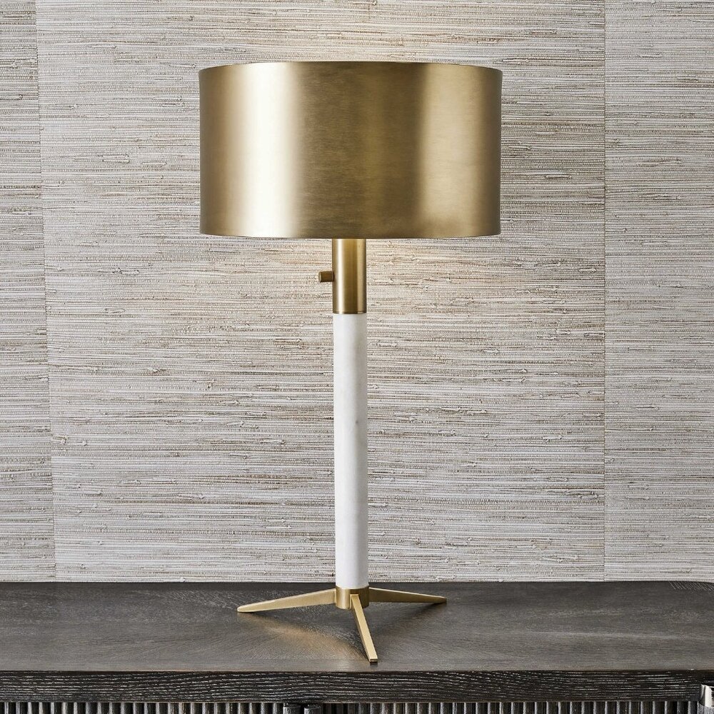 Uttermost UK Black Label White Marble & Brass, EnamelShade Table Lamp